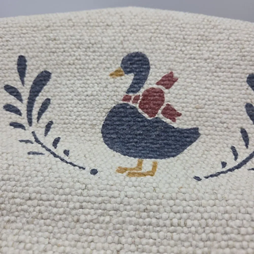 Vintage 1980s Blue Goose Duck Cotton Rug 13.5